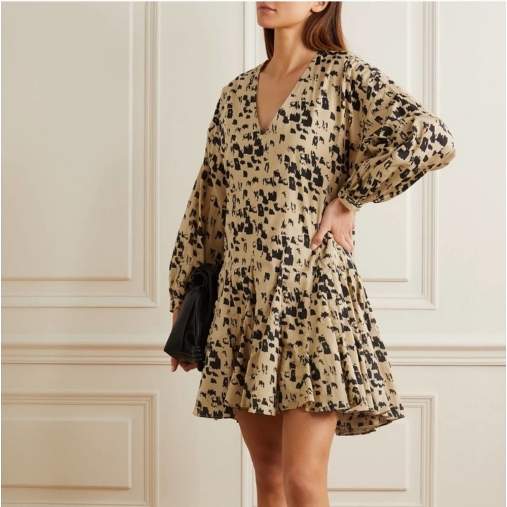 Anine Bing Tan and Black Mini Dress